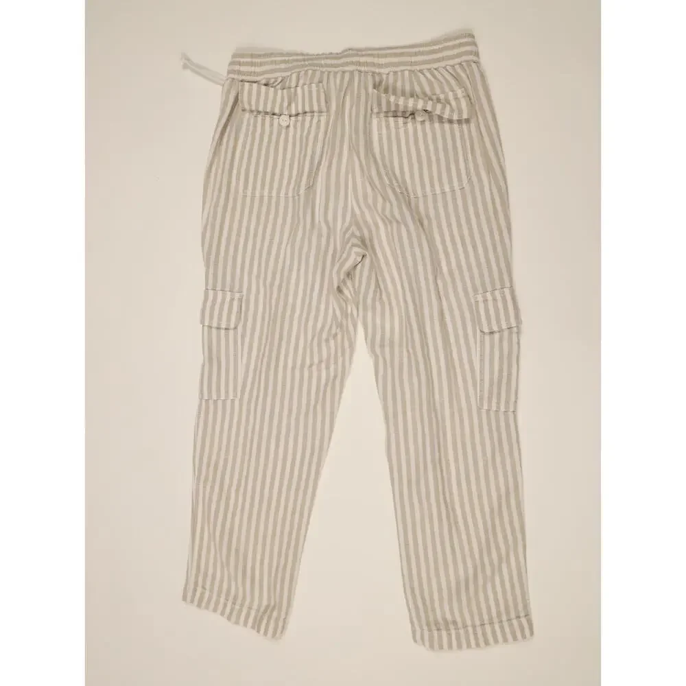 Sanctuary x Anthropologie Linen Blend Cargo Pants Striped Coastal Boho XS New
